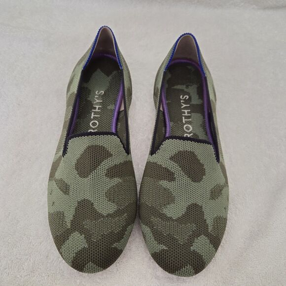 Rothy's The Loafer Women's Slip On Shoes Olive Green Camo Loafers Flats 7.5 - Picture 1 of 8